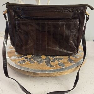 Elegant Brown Eel Skin Crossbody Bag
